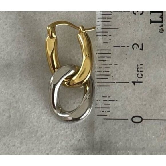 COPY - COPY - Sterling Silver Two Tone Gold Double Hoop Chunky Earrings Brand N… - Picture 3 of 3